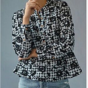 Anthropologie Pilcro Whitney Trapeze Buttondown Top, Sz L